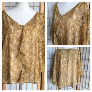 Dana Buchman Ruffle Print Top SZ L